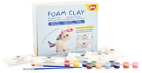 BOHS Schaumstoff-Ton, Boraxfrei für die Kinderpflege – 30 Beutel, 14 Gramm pro Beutel, Weiß – Lufttrockener Ton zum Modellieren, Schleimton – Schulprojekte, Reiseaktivitäten, Partygeschenke