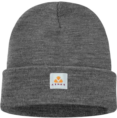 ATNKE Strick Beanie Mütze Dehnbar Weich Warm Täglich Winter Mützen mit Manschetten für Herren und Damen Geschenke/Grey