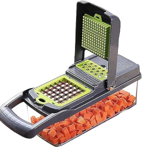 MAXPERKX 15 in 1 Kitchen Vegetable Slicer Salad Fruit Peeler Cutter Dicer Chopper Spiralizer Safety Features Handheld Food Preparation Multifunctional Kitchen Tools Versatile Slicing Easy to Clean