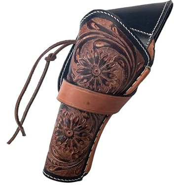 Warreplica Vollnarben-Polierleder-Cross-Draw-Holster, Waffenhalter, 22 .38/357 .44/45 Cal Revolver, Westernholster, passend für 4 bis 6 Revolverholster (Cross Draw Two-Tone Linkshänder)