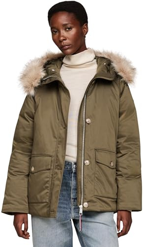 Tommy Hilfiger Damen Parka Padded Parka With Fur mit Knopfleiste