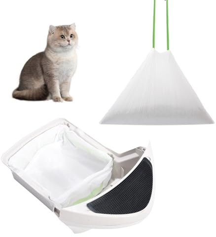 Katzentoilettenbeutel für Roboter, 3/4 PET-Kit, selbstreinigende Katzentoilettenbeutel, 67 Stück, Kordelzug, Ersatz-Katzenkotbeutel, langlebig, Einweg-Kotbeutel, Müllbeutel, 61 x 40 cm
