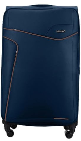 Solier Reisekoffer – Koffer mit 4 Rollen - Leicht Tourister Trolley - Rollkoffer mit Zahlenschloss - Groß Reisetrolley (Navy/Coffee, M)