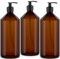 Essenciales Dispensador de Gel y Champu Baño 1L - 3 Botellas de Plástico Rellenables y Recargables Ideales para jabón, loción y champú