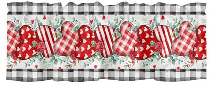 Valentinstag-Küche, bedruckter Vorhangstoff, einfache Liebe, Zwerg-Dekoration, Schlafzimmer, Vorhänge, Valentinstag-Dekorationen CnQ777 (H, One Size)