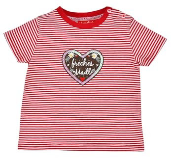 Bondi T-Shirt halbarm Geringelt ´freches MADL´, Stripe red/White 92 Tracht Baby Mädchen Artikel-Nr.86840