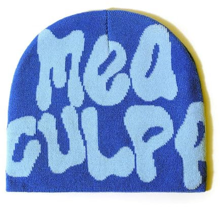 Awesomeapex Y2k Frauen, Männer Winter Culpa Mütze, Totenkopf Mütze schwarz weiß