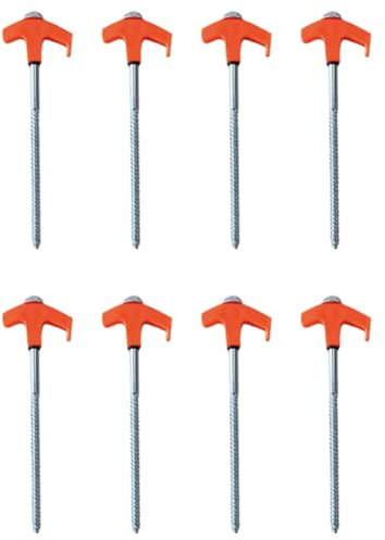 yomoe Zeltheringe zum Einschrauben - Erdanker zum Einschrauben, Zeltheringe, Campingheringe, Zeltspikes mit Metallgewinde (8 Stück), Orange
