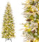 LIFEZEAL Albero di Natale con Luci Incorporate, Albero di Natale 190 cm, Albero di Natale, Slim e Innevato, con 280 Luci LED Bianche Calde, Rami Articolati e 671 Punte e 60 Pigne, Christmas Tree