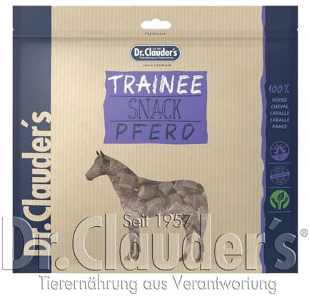 DR.CLAUDER'S - Trainee Snack | Leicht verdauliche Snacks aus 95% Fleisch mit Inulin für Hunde und Katzen. Schonend dampftrocknete Leckerlis im Frischebeutel | 500g Pferd