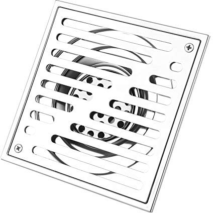 Quadratischer, Geruchshemmender Dusch-Bodenablauf aus Edelstahl, Herausnehmbarer Rost mit Quadrato-Muster, Großer Kaliber-Waste Gate-Duschabfluss (150 * 150mm (Modell mit großem