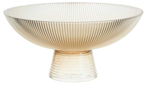 HOME DECO FACTORY, KA0496, Coupe à Fruit sur Pied en Verre Ambre, Design élégant et Polyvalent, idéale pour Fruits et salades, capacité 11L, Facile à Entretenir, Taille 11L, Couleur Orange