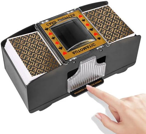 ZIKSUN Mélangeur de cartes 1 à 2 plateaux, distributeur de cartes automatique à piles, mélangeurs de cartes électriques jouant au poker/UNO/Bridge Accessoires de jeu pour fête de famille Club