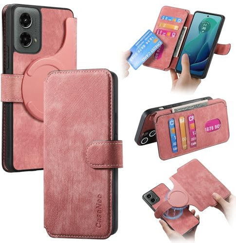 Étui à rabat pour smartphone Étui portefeuille compatible avec Motorola Moto G 5G 2024 avec porte-cartes Compatible with femmes et hommes, étui de téléphone à rabat magnétique en cuir PU, étui de télé