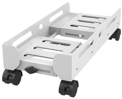 Xumh2024-3 PC stand for Floor Mobile PC Tower Stand, Adjustable Width CPU Stand Steel Desktop CPU Holder, Heavy-Duty PC Case Stand with Rolling Caster Wheels CPU Stand(White,Large)