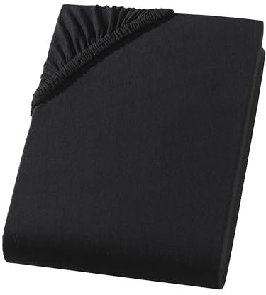 Spannbettlaken 120x200 cm - Jersey Spannbetttuch 100% Baumwolle - Komfort Bettlaken für Matratzen bis 30 cm Höhe, Spannbettlaken Farbe Schwarz