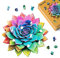 Figured'Art Holzpuzzle Erwachsene und Kinder 200 Teile - Regenbogen-Sukkulente - Originelles Design 28,8x28,3 cm Einzigartige Form mit Premium-Holzkiste