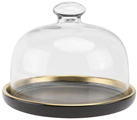 1 Set Cake Bell Jar with Ceramic Plate Glass Cheese Bell Cake Plate Dome Dome Pies Glass Dome Cake Stand Cake Bell Food Cover Lid for Patisserie Food Cover-Schwarz