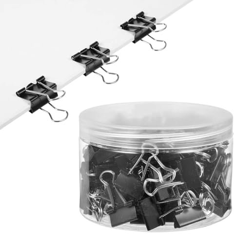 Foldback Klammern 100 Stück, Schwarz 19mm Binder-Clips, Büro-Metall-Klammern für Papierarbeiten, Papierbinder-Klemmen für Schule, Heimbedarf