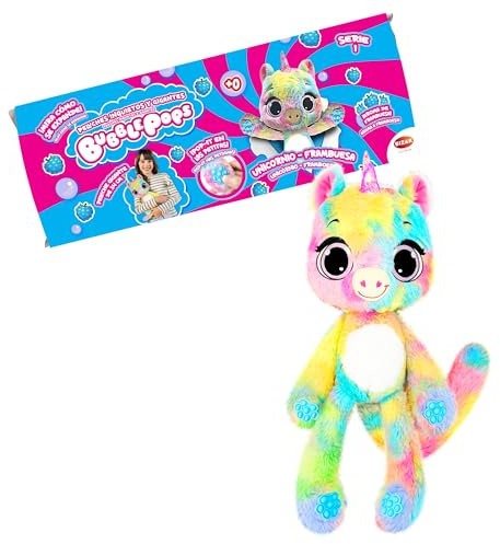 Bizak Bubble Pops, Peluches Mágicos Que multiplican su tamaño x5, Proceso emocionante y Olor a Chicle, 12 Diferentes Animales con Aroma y patitas Stem, Unicornio Frambuesa, (64492004-1)