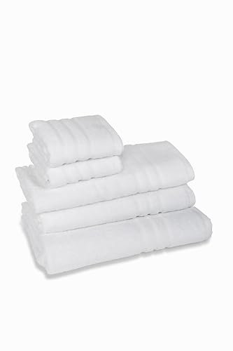 Set Asciugamani Bagno In Spugna 100% Cotone, 2 Viso 60x100+ 2 Ospite 40x60 + 1 Telo 90x140, Confezione da 5 Pezzi, 380 gr/mq, Ideali per B&B e Hotel, Resistente ai Lavaggi, Bianco