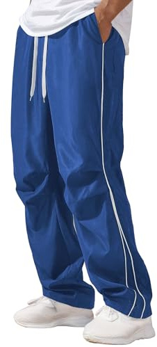 AIEOE Herren Y2k Jogginghose Streetwear Baggy Track Pants mit Kordelzug Gerade Schnitt Freizeithose Fallschirmhose