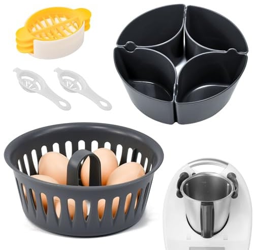 WEFHEF 2 in 1 Eierkocher Pochierer Eierhalter gekochte Eier kompatibel mit Thermomix TM5 TM6 TM31 Eierkochen Einsatz Eierformer Egg Boiler Poached Egg Ohnen Topf BPA-Frei Frühstück Eierdampfer