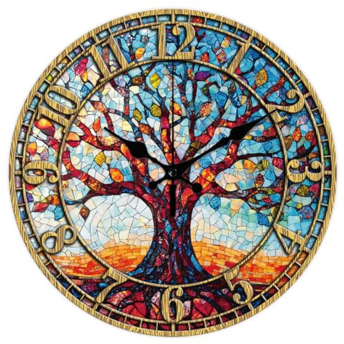 CHGCRAFT Albero della Vita Orologio da Parete 12 Pollici A batteria Silenzioso Non Ticchetta Orologio Decorativo Rotondo per la decorazione della casa e dell'ufficio