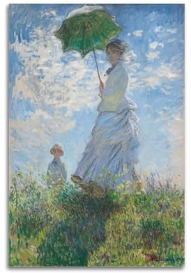 KANGZENG Claude Monet Malerwerke (Frau mit Sonnenschirm), Kunstposter, Leinwand, Wandkunst, dekorativ, Schlafzimmer, modernes Zuhause, 30 x 45 cm