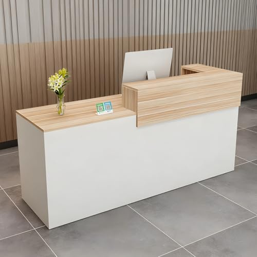 CCUKTFN Empfangstheke mit Schublade und offenen Regalen, moderner Empfangstresen 100–240 cm, Rezeptionstheke für Büro, Salon, Lobby und Einzelhandelsgeschäft