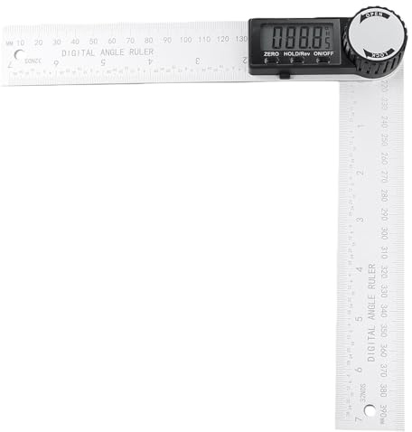 GOEDCH 360° Multi Winkel Lineal mit LCD Anzeige: Aluminiumlegierung Prazisure Winkelmesser Digital 200 mm, 2 in 1 Digitales Winkelmesser mit Feststellfunktion für Metall- und Holzbearbeitung