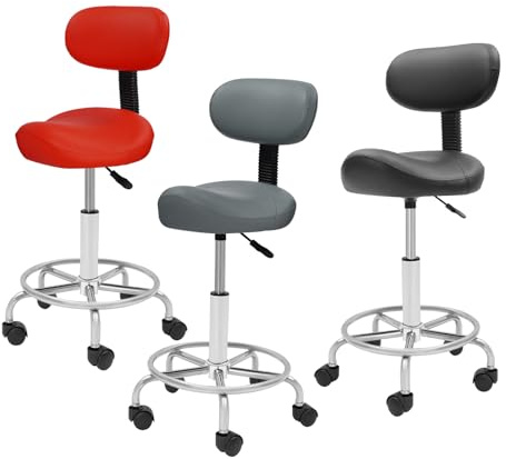 HHEMSTD SattelstüHl Drehheben Bar Hocker - Grau Sattelhocker Mit Rollen & RüCkenlehne Ergonomischer BüRohocker Drehbar