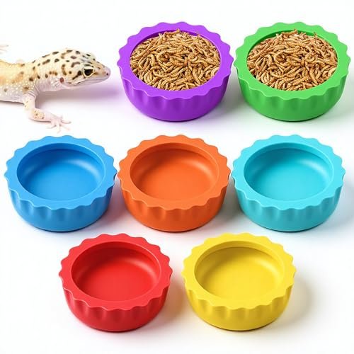 Lot de 7 gamelles réutilisables pour gecko à crête pour petits reptiles, ermite, crabe, gamelle pour nourriture d'angle, pour dragon barbu, tortue, isopode, crabe