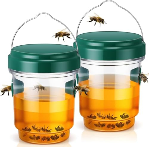 Wespenfalle Für Draußen 2er Set - Insektenfalle Wiederverwendbar Für Wespen Abwehr und Hornissenfalle, Fliegenfalle Aussenbereich Für Garten Terrasse Balkon.
