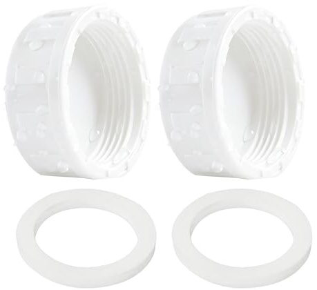2er-Pack PVC Gewindekappe 50mm Weiß mit Gummidichtungen für Innengewinde Schlauchverbindungen, Robuste Rohr-Endkappe für Garten und Sanitär