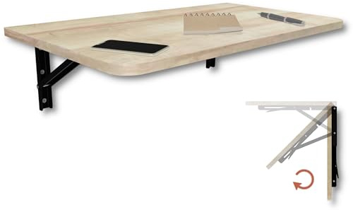 KDR Produktgestaltung Wandklapptisch Schreibtisch Tischplatte 70x40 cm Klapptisch Esstisch Küchentisch für die Wand Bartisch Stehtisch Wandtisch Tisch klappbar zur Wandmontage (Eiche)