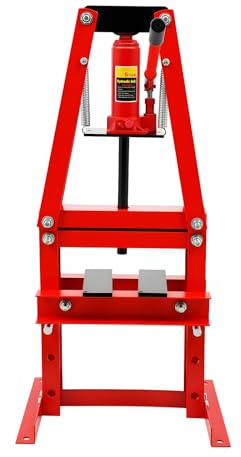 Pressa idraulica da officina, pressa idraulica 6T, corsa 130 mm, pressa per telaio con 3 livelli di altezza regolabile, valvola di sovrapressione, 40 x 32 x 74,5 cm, per officine automobilistiche e