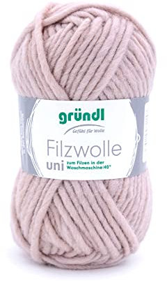 Gründl Filzwolle uni (Wolle zum Filzen, Stricken und Häkeln, Garn aus 100% Schurwolle, 50 g / 50 m, Nadelstärke: 8-9, 1 x 50 g), Beigebraun