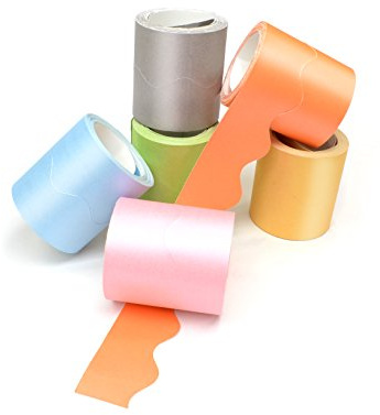 PEARLESCENT CARD BORDER ROLLS FOR SCHOOL DISPLAYS: 6 ROLLS, EACH 15m LONG