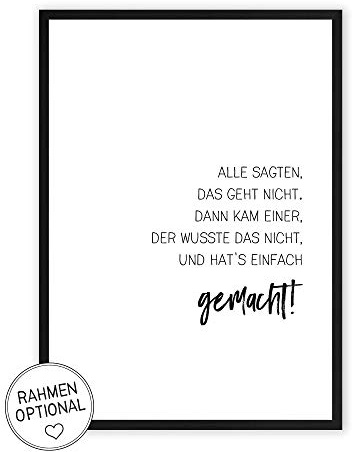 Wunderpixel® Kunstdruck - Geht nicht? Doch! wunderbares Hahnemühle Papier DIN A4 -ohne Rahmen- schwarz-weißes Bild Poster zur Deko im Büro/Wohnung/als Geschenk