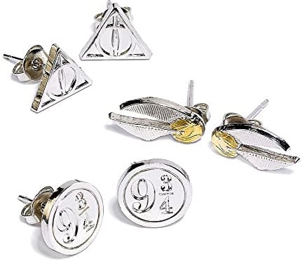 The Carat Shop HARRY POTTER Symbols Damen-Ohrringe-Set, silberfarben, único, Zink Synthetik, Ohne Edelstein