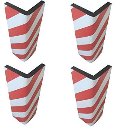 SNS SAFETY LTD Flessibile Paracolpi Angolare Adesivi, per Protezione di Parcheggi e Magazzini, 44x25x2 cm, 4 pezzi (Rosso Bianco)