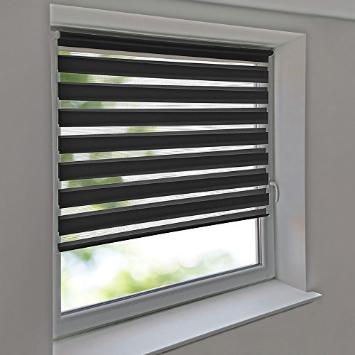 Doppelrollo 45 x 160 cm anthrazit Klemmfix ohne Bohren Vario Seitenzug Duorollo