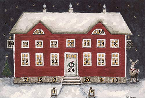 Wunderschöne Adventskalender-Grußkarte 2 Stück Weihnachten Goldprägung Doppelkarte Winter