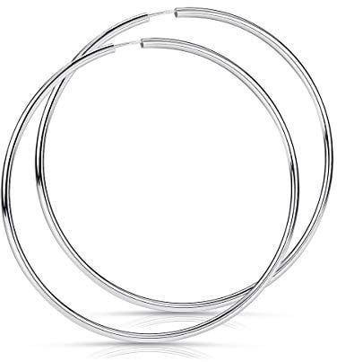 Materia 925 Silber Creolen groß - Teenager Damen Ohrringe 80mm XXL Ringe SO-90