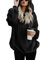 iWoo, felpa da donna in pile, pullover con cappuccio, tasche e cerniera 1/4, casual, soffice, calda ed elegante, tinta unita