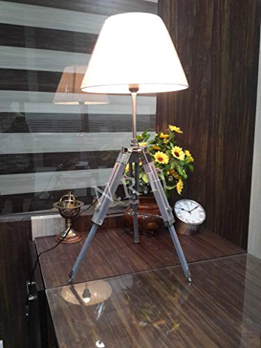 Superbe lampe de table en bois gris avec trépied sans abat-jour