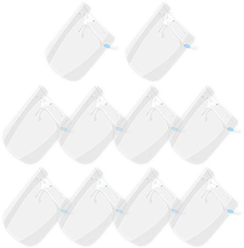 AIEOE 10 x Schutzvisier aus Kunststoff Transparent Visier mit Brillengestell Anti-Fog Splash Gesichtsvisier für Die Büroküche im Freien