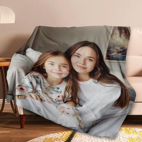SOUFEEL Personalisierte Kuscheldecke mit Eigenem Foto Bedrucken Warm Weich Dick Fotodecke Bild Selbst Gestalten Geburtstags Freunde Familie Baby Hund