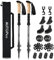 AUTOPkio Nordic Walking Stöcke, Wanderstöcke Verstellbar Walking Stöcke Teleskop 7075 Aluminium Trekkingstöcke mit Gummipuffers für Damen & Herren, Trekking (Schwarz)
